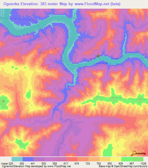 Ognevka,Kazakhstan Elevation Map