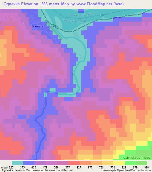Ognevka,Kazakhstan Elevation Map