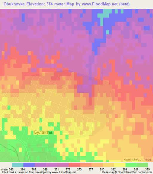 Obukhovka,Kazakhstan Elevation Map