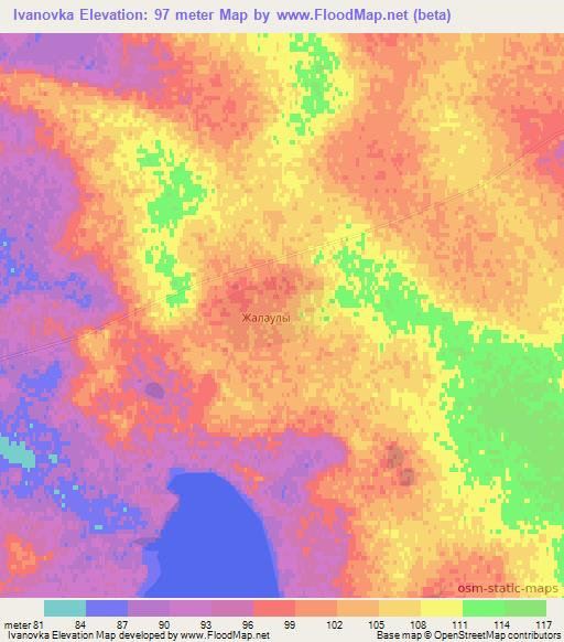 Ivanovka,Kazakhstan Elevation Map