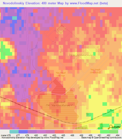 Novodolinskiy,Kazakhstan Elevation Map