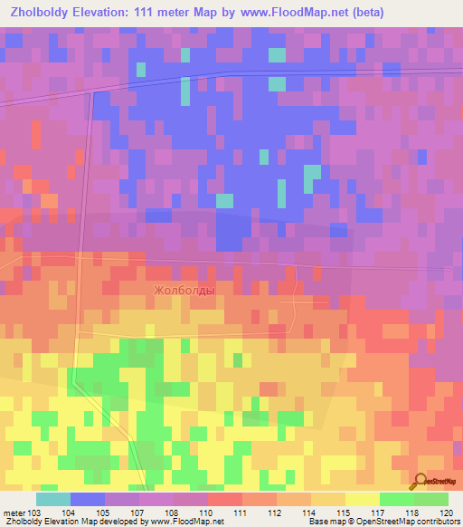 Zholboldy,Kazakhstan Elevation Map