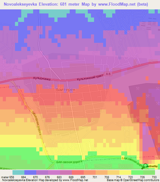 Novoalekseyevka,Kazakhstan Elevation Map