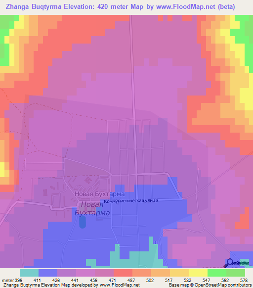 Zhanga Buqtyrma,Kazakhstan Elevation Map