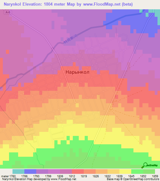 Narynkol,Kazakhstan Elevation Map