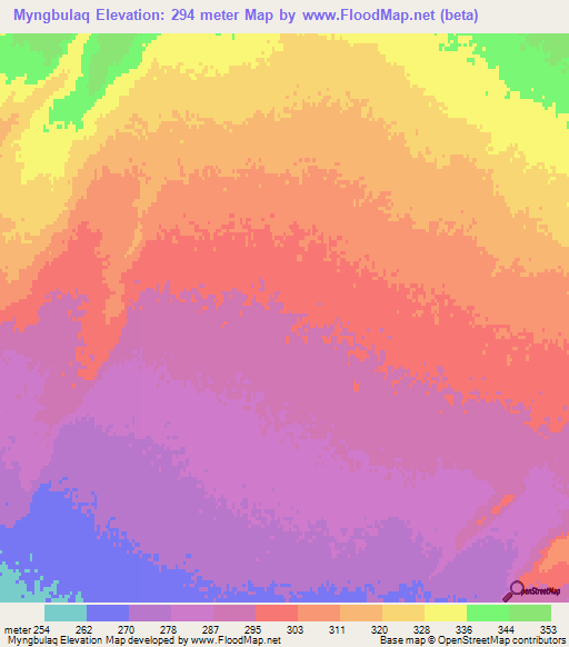 Myngbulaq,Kazakhstan Elevation Map