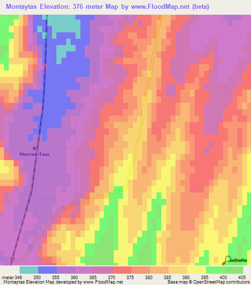 Montaytas,Kazakhstan Elevation Map