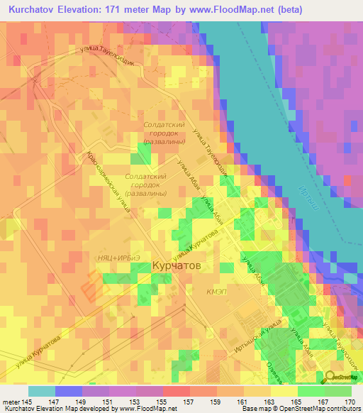 Kurchatov,Kazakhstan Elevation Map