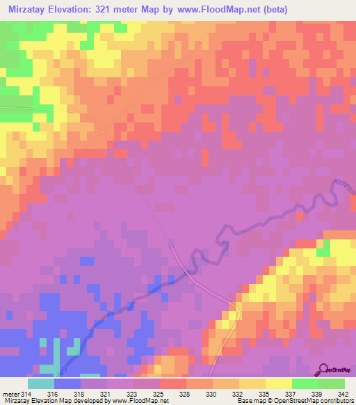 Mirzatay,Kazakhstan Elevation Map