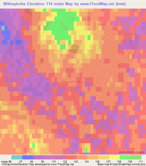 Mikhaylovka,Kazakhstan Elevation Map