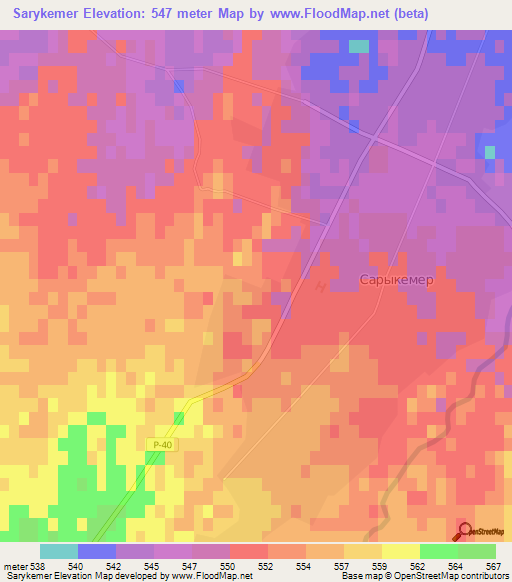 Sarykemer,Kazakhstan Elevation Map