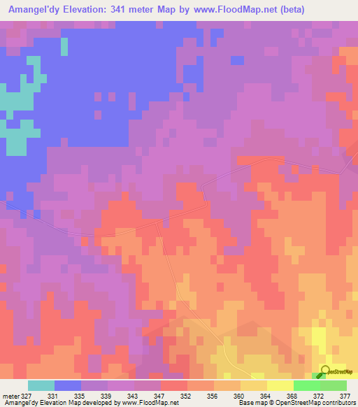 Amangel'dy,Kazakhstan Elevation Map
