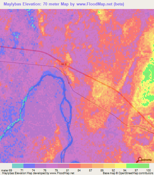 Maylybas,Kazakhstan Elevation Map