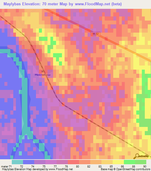 Maylybas,Kazakhstan Elevation Map