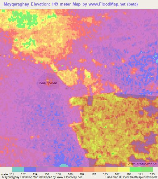 Mayqaraghay,Kazakhstan Elevation Map