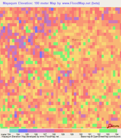 Mayaqum,Kazakhstan Elevation Map