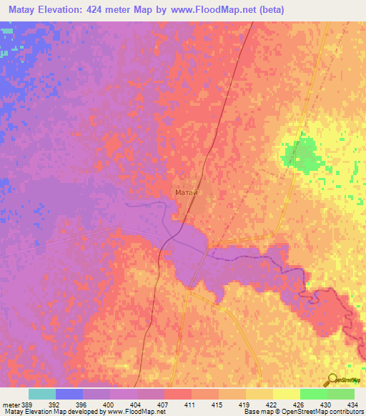 Matay,Kazakhstan Elevation Map