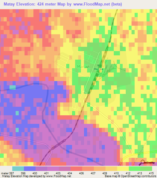 Matay,Kazakhstan Elevation Map