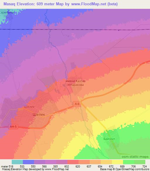 Masaq,Kazakhstan Elevation Map