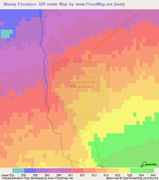 Masaq,Kazakhstan Elevation Map