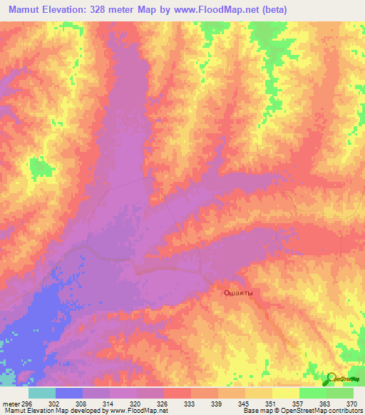 Mamut,Kazakhstan Elevation Map