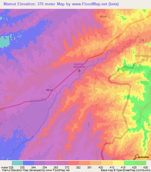 Mamut,Kazakhstan Elevation Map