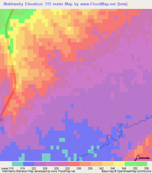 Makhtashy,Kazakhstan Elevation Map