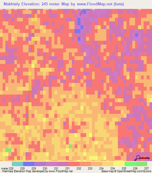 Makhtaly,Kazakhstan Elevation Map