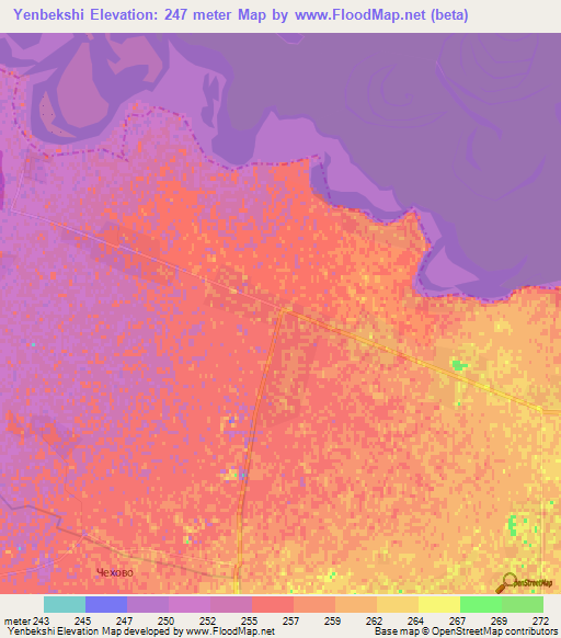 Yenbekshi,Kazakhstan Elevation Map