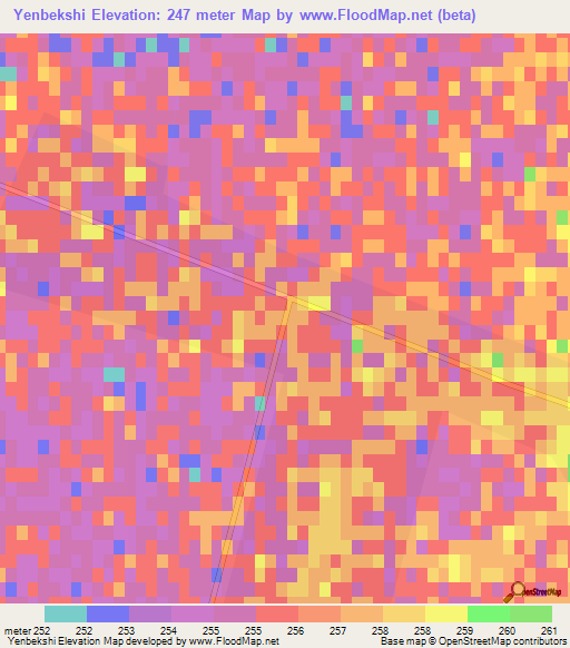 Yenbekshi,Kazakhstan Elevation Map