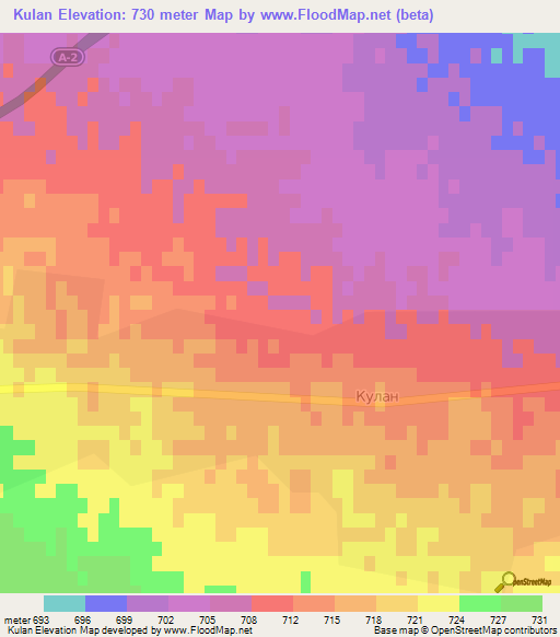 Kulan,Kazakhstan Elevation Map