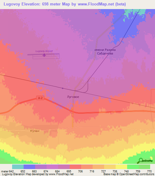 Lugovoy,Kazakhstan Elevation Map