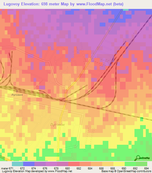 Lugovoy,Kazakhstan Elevation Map