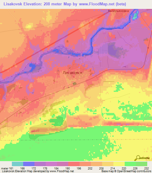 Lisakovsk,Kazakhstan Elevation Map