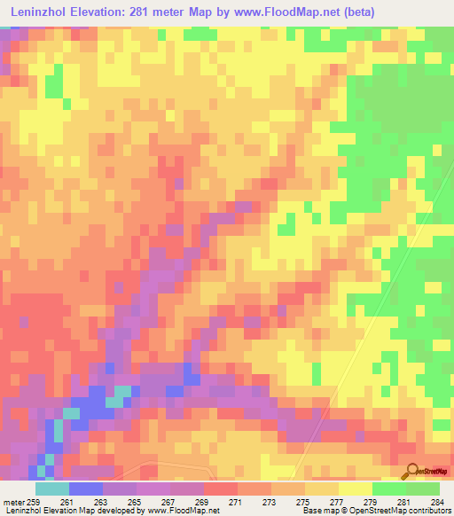 Leninzhol,Kazakhstan Elevation Map