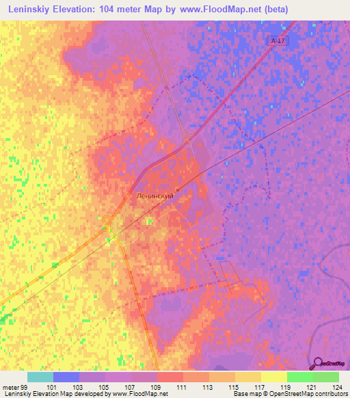 Leninskiy,Kazakhstan Elevation Map
