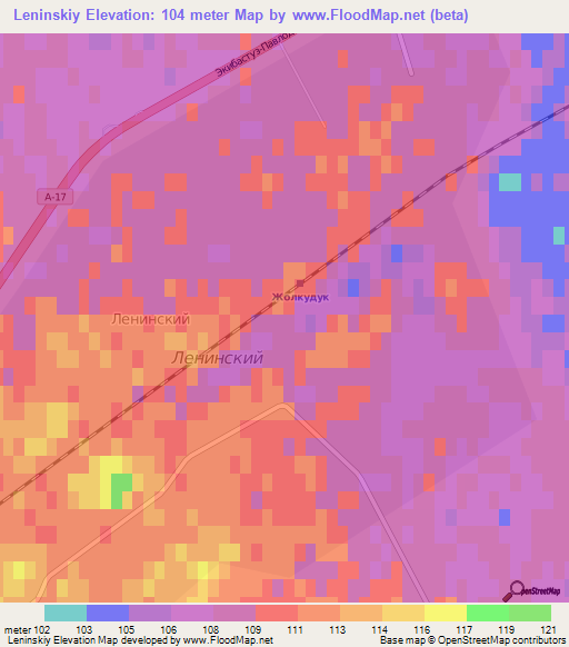 Leninskiy,Kazakhstan Elevation Map