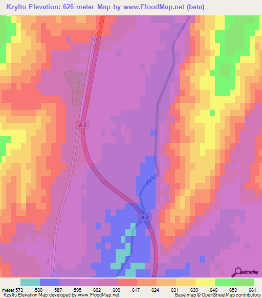 Kzyltu,Kazakhstan Elevation Map