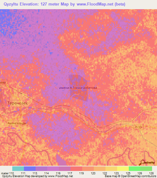 Qyzyltu,Kazakhstan Elevation Map
