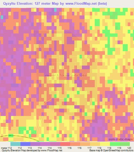 Qyzyltu,Kazakhstan Elevation Map