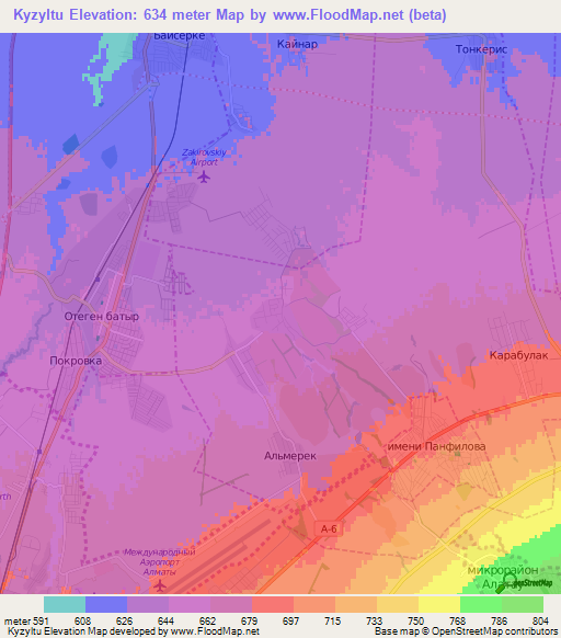 Kyzyltu,Kazakhstan Elevation Map