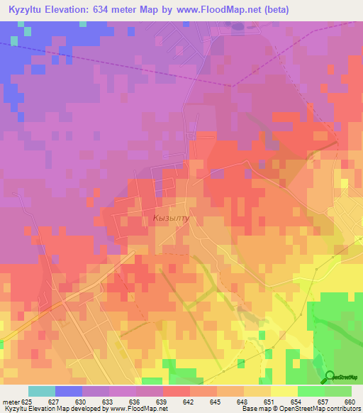 Kyzyltu,Kazakhstan Elevation Map
