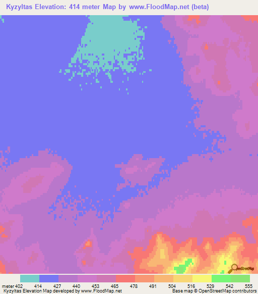 Kyzyltas,Kazakhstan Elevation Map