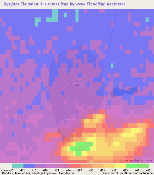Kyzyltas,Kazakhstan Elevation Map