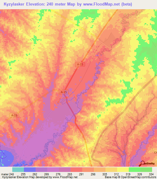 Kyzylasker,Kazakhstan Elevation Map