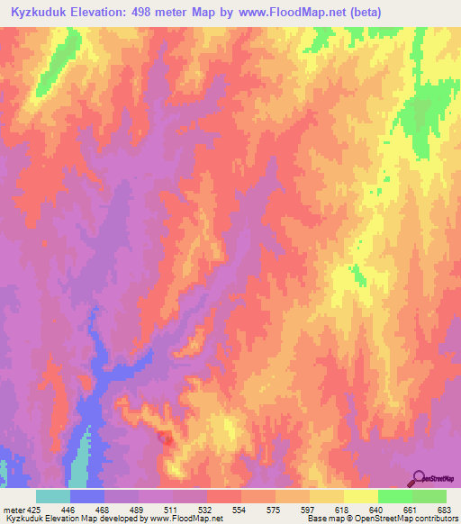 Kyzkuduk,Kazakhstan Elevation Map