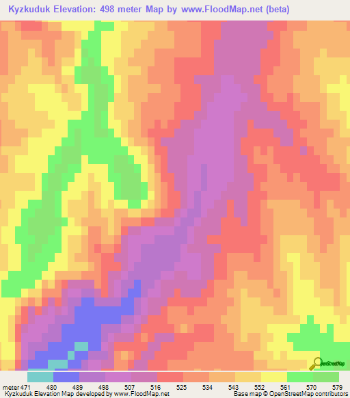 Kyzkuduk,Kazakhstan Elevation Map
