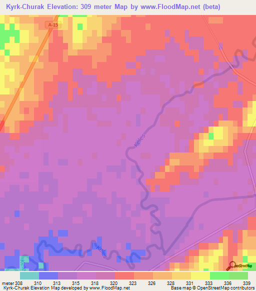 Kyrk-Churak,Kazakhstan Elevation Map