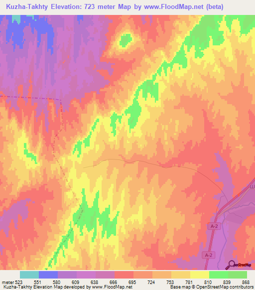 Kuzha-Takhty,Kazakhstan Elevation Map