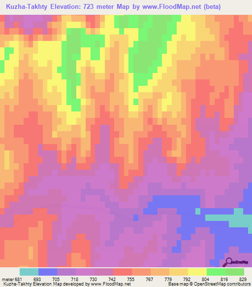 Kuzha-Takhty,Kazakhstan Elevation Map